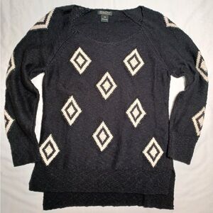 Lucky Brand black and White Geometric Pattern Sweater, women’s XS